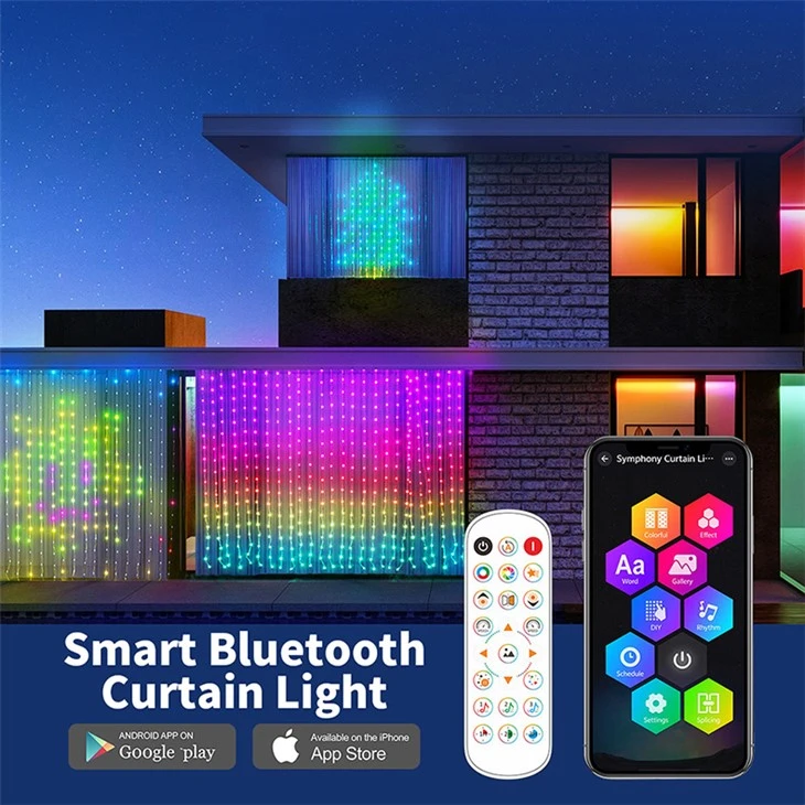 RGBIC LED Curtain Lights App And Remote Control